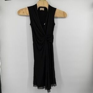 NWT Elie Tahari‎ Black Sleeveless Faux Wrap Knot Front Sheath Dress XS